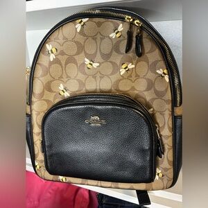 Coach Court Backpack Bumble Bee Print